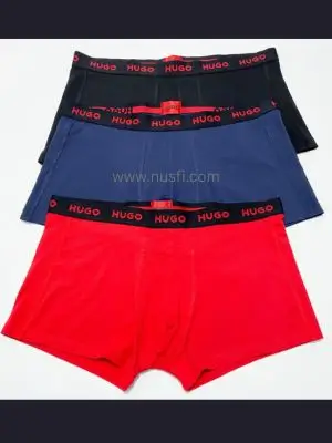 Hugo Boss Men’s 3 Pack Black/Blue/Red Boxer Trunk Shorts Underwear Size 2XL 34